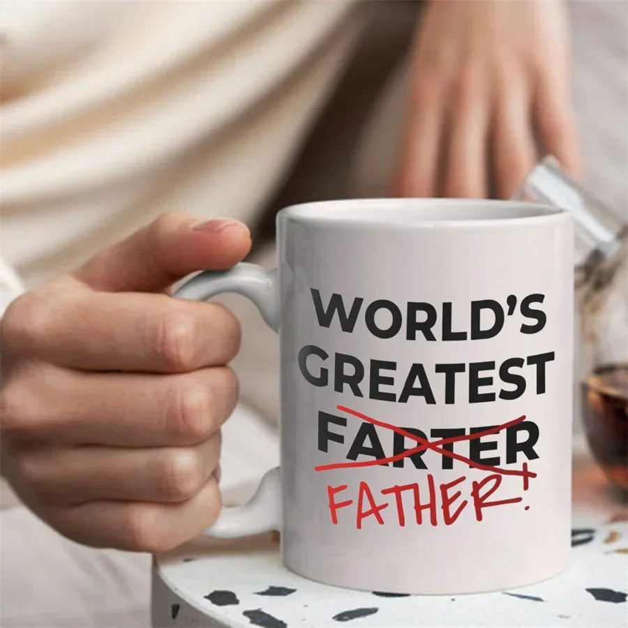 Fathers Day Mugs for Best Farter Ever from Son Daughter Kids Birthday Gifts Novelty Coffee Ceramic Tea Cups White 11 Oz