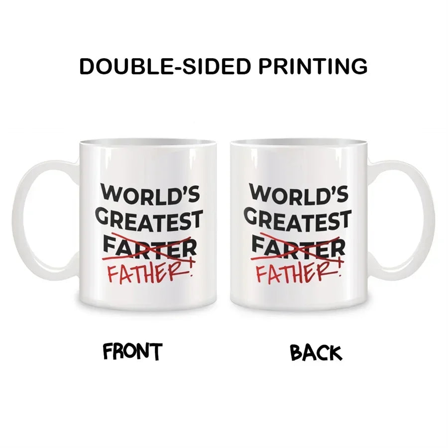 Fathers Day Mugs for Best Farter Ever from Son Daughter Kids Birthday Gifts Novelty Coffee Ceramic Tea Cups White 11 Oz